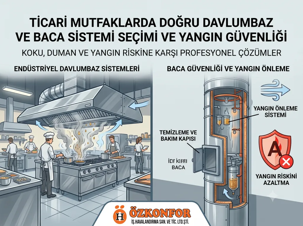 Ticari Mutfaklarda Doğru Davlumbaz ve Baca Sistemi Seçimi ve Yangın Güvenliği